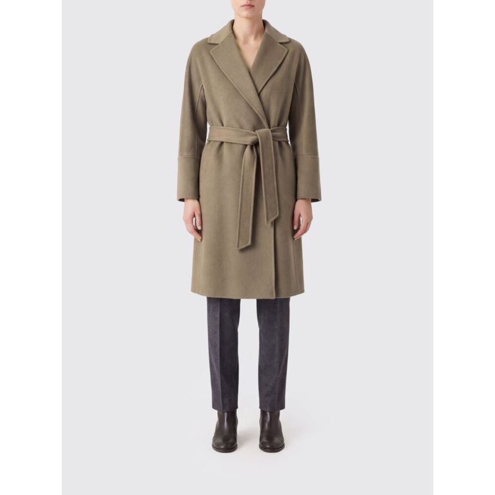 'S Max Mara Women 'S Max Mara 100% Virgin Wool Robe Coat With Waist Tie Belt